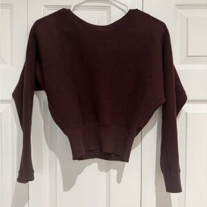 Express Women's Ribbed Crewneck Sweater - Chocolate Brown